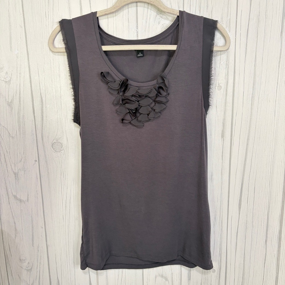 ANN TAYLOR Floral Embellished Tank Top, Medium